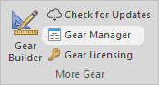 Gear Manager on toolbar