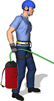 Rope bag in front of man